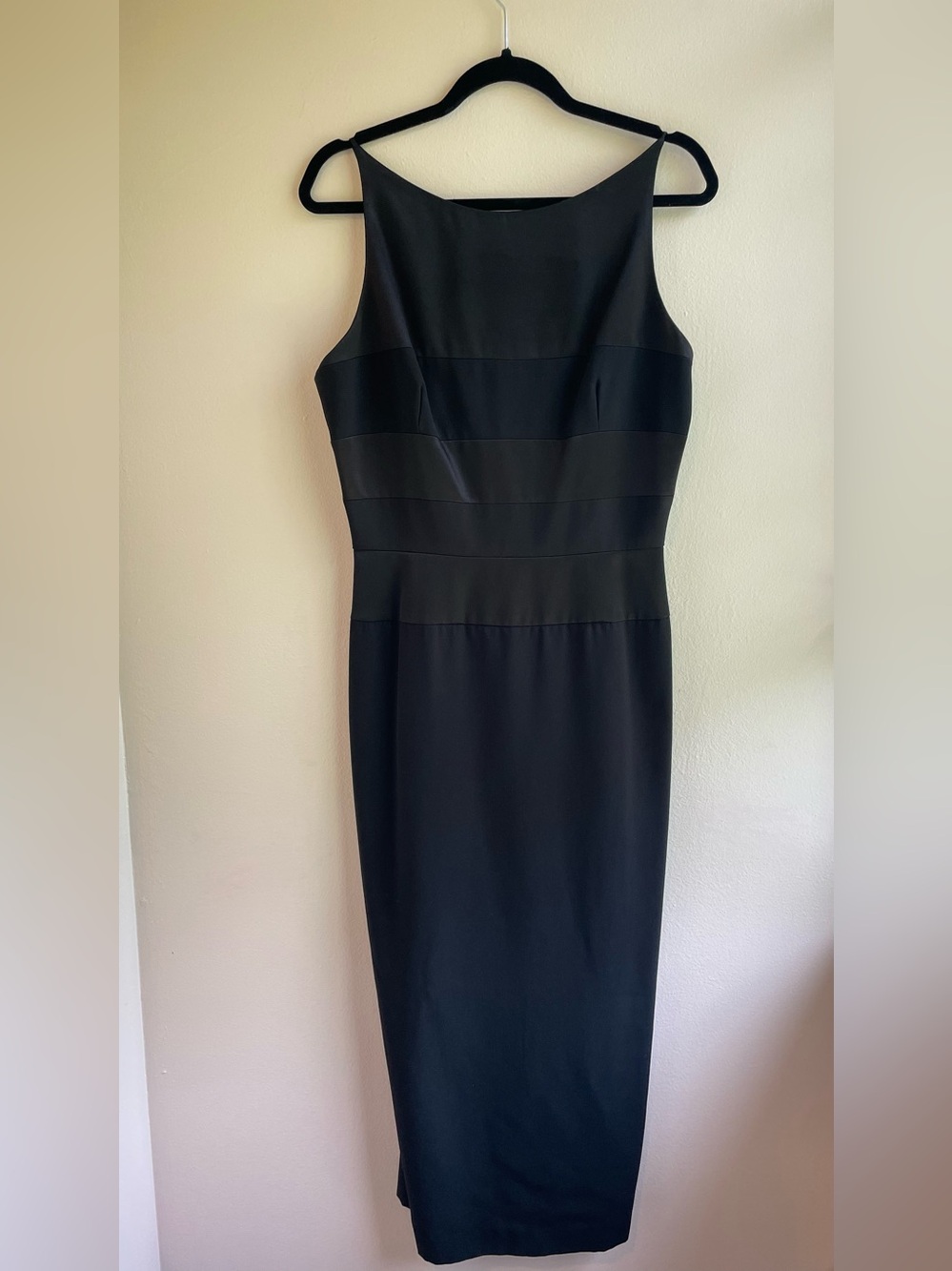 Vintage Gigi by Gillian Black Satin Panel Dress Size 12 Made in Korea Formal